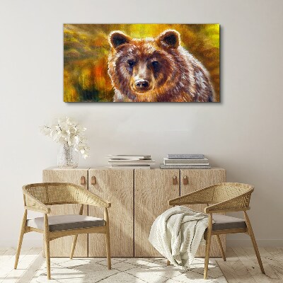 Obraz Canvas Oblicze niedźwiedzia w złotych tonach