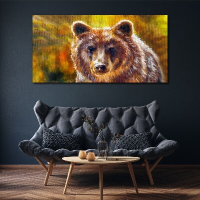 Obraz Canvas Oblicze niedźwiedzia w złotych tonach