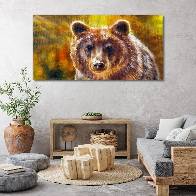 Obraz Canvas Oblicze niedźwiedzia w złotych tonach