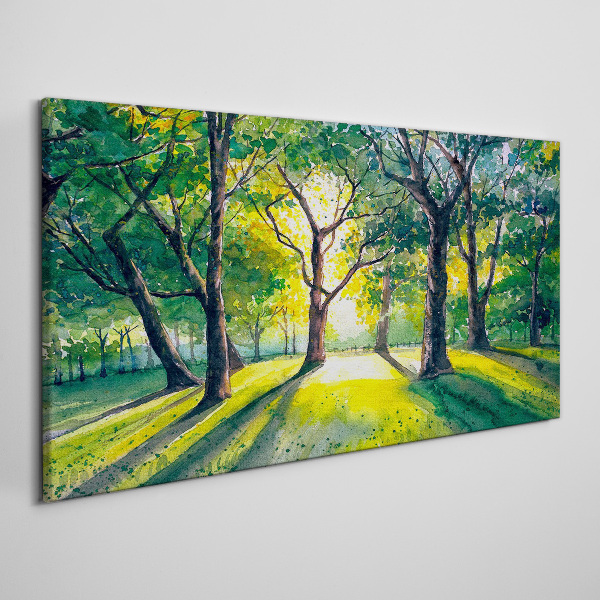 Obraz Canvas Złote promienie w leśnym gaju