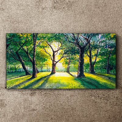 Obraz Canvas Złote promienie w leśnym gaju
