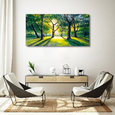 Obraz Canvas Złote promienie w leśnym gaju
