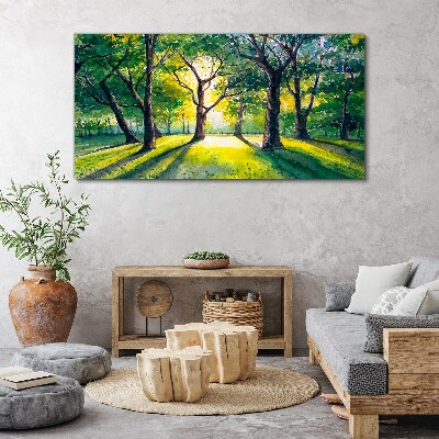 Obraz Canvas Złote promienie w leśnym gaju