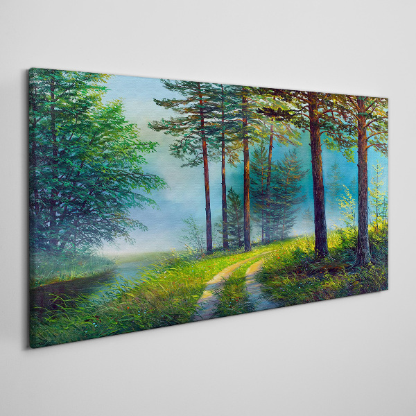 Obraz Canvas Leśna ścieżka w porannej mgle