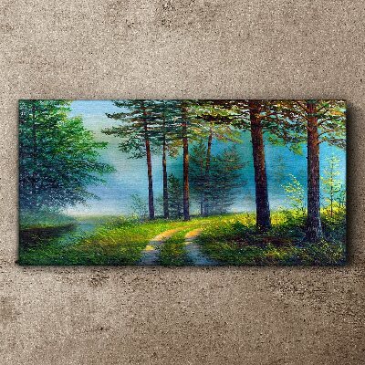 Obraz Canvas Leśna ścieżka w porannej mgle