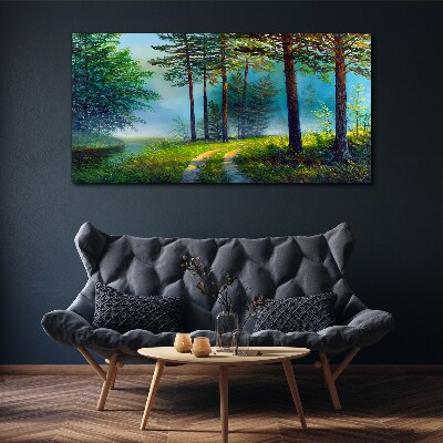Obraz Canvas Leśna ścieżka w porannej mgle