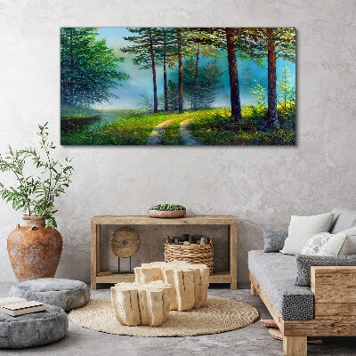 Obraz Canvas Leśna ścieżka w porannej mgle