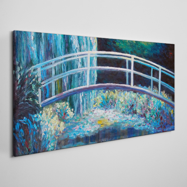 Obraz na Płótnie Malarstwo most kwiaty