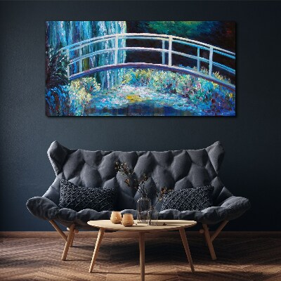 Obraz na Płótnie Malarstwo most kwiaty