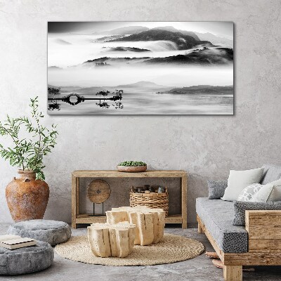 Obraz Canvas jezioro góry mgła most