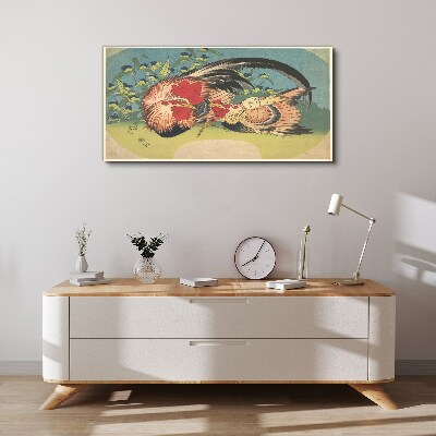 Obraz Canvas Kogut i kurczak w ogrodzie