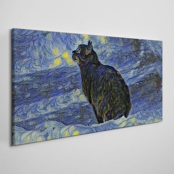 Obraz Canvas Kot w nocnym niebie