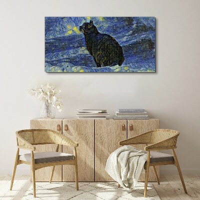 Obraz Canvas Kot w nocnym niebie
