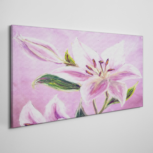 Obraz Canvas Różowe lilie na tle pastelowym
