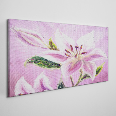 Obraz Canvas Różowe lilie na tle pastelowym