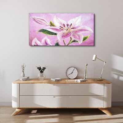 Obraz Canvas Różowe lilie na tle pastelowym