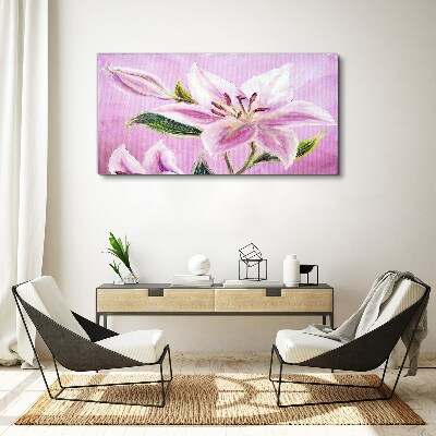 Obraz Canvas Różowe lilie na tle pastelowym