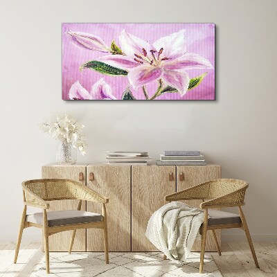 Obraz Canvas Różowe lilie na tle pastelowym