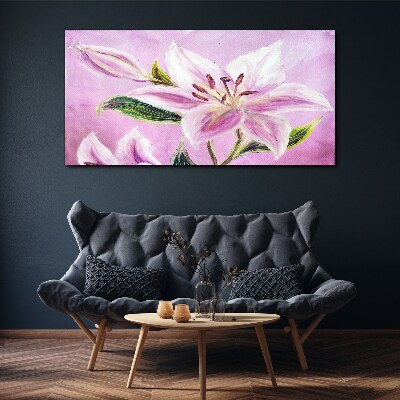 Obraz Canvas Różowe lilie na tle pastelowym