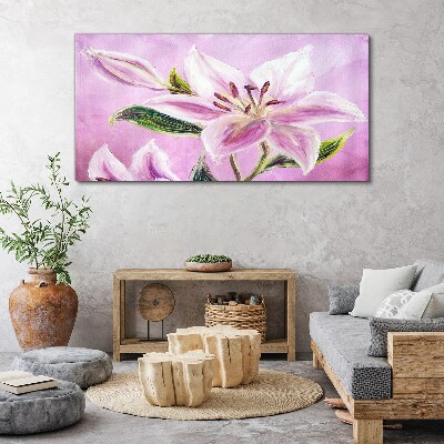 Obraz Canvas Różowe lilie na tle pastelowym