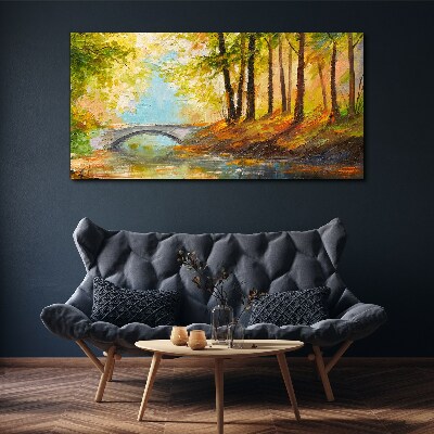 Obraz Canvas Most w jesiennym lesie