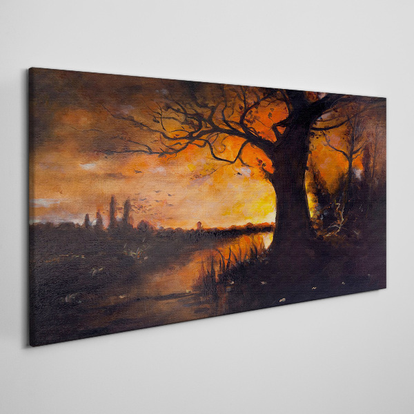 Obraz Canvas Złota godzina nad jeziorem