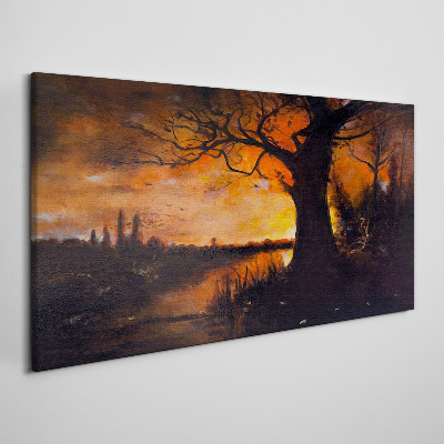 Obraz Canvas Złota godzina nad jeziorem