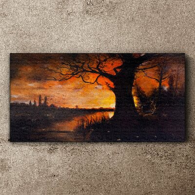 Obraz Canvas Złota godzina nad jeziorem