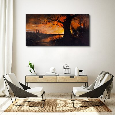 Obraz Canvas Złota godzina nad jeziorem