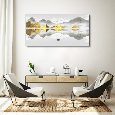 Obraz Canvas Złote góry w mistycznym odbiciu