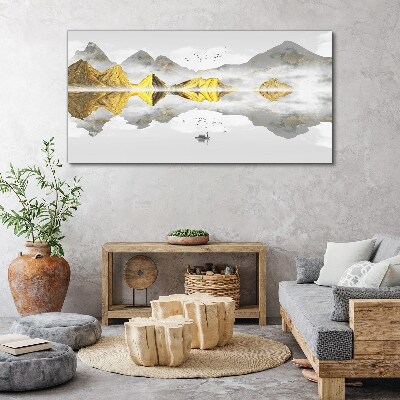 Obraz Canvas Złote góry w mistycznym odbiciu