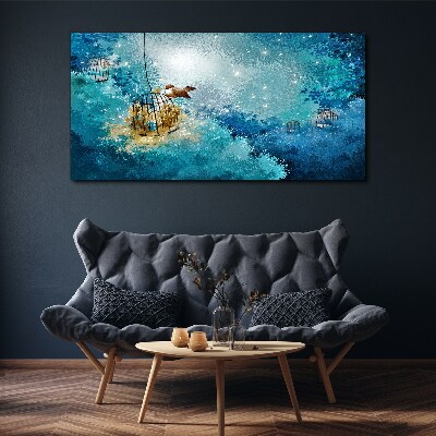 Obraz Canvas Ptak w klatkach na tle nieba