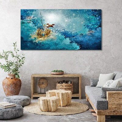 Obraz Canvas Ptak w klatkach na tle nieba
