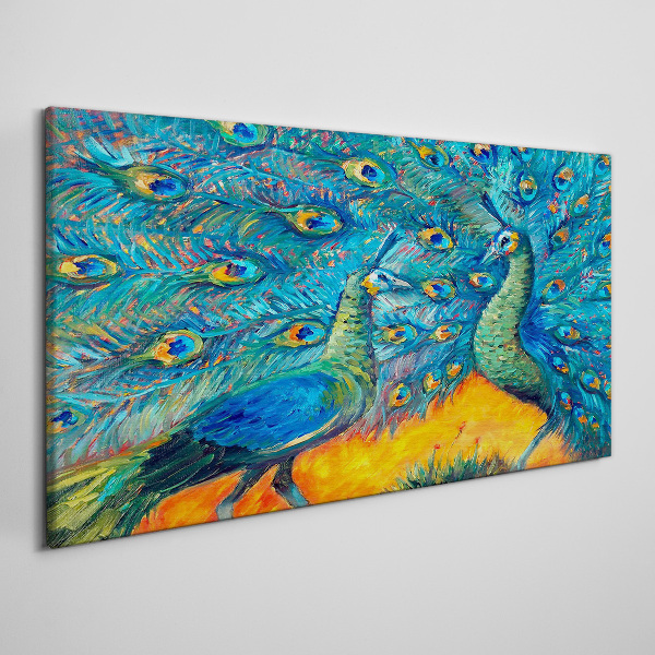 Obraz Canvas Tańczące pawie w kolorowej feerii