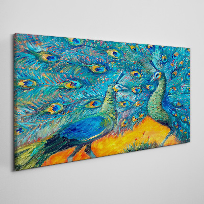 Obraz Canvas Tańczące pawie w kolorowej feerii