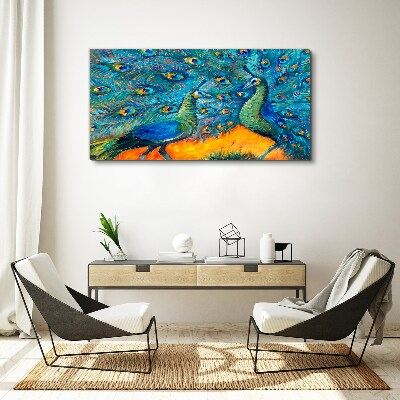 Obraz Canvas Tańczące pawie w kolorowej feerii