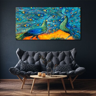 Obraz Canvas Tańczące pawie w kolorowej feerii