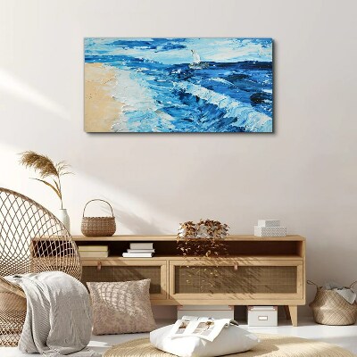 Obraz na Płótnie Malarstwo wybrzeże morze łódź