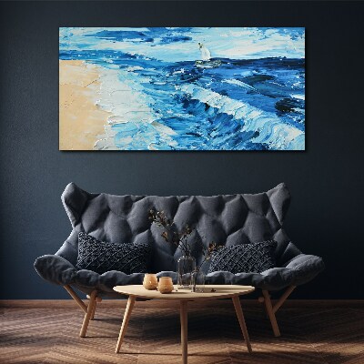 Obraz na Płótnie Malarstwo wybrzeże morze łódź
