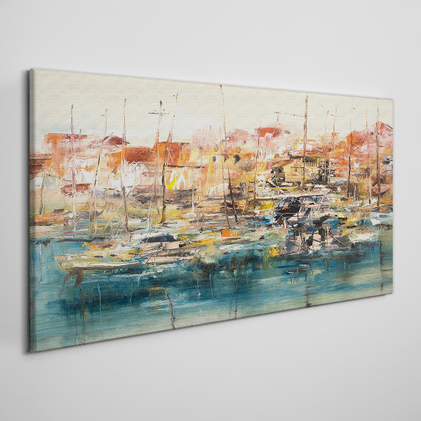 Obraz Canvas abstrakcja port statki łodzie
