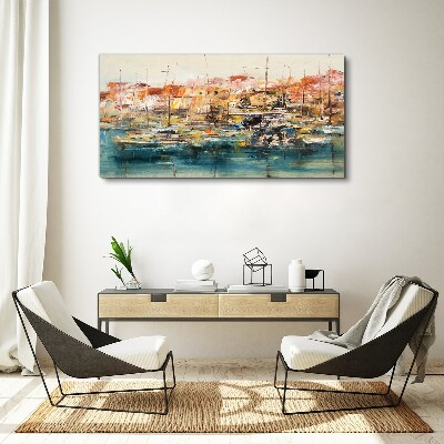 Obraz Canvas abstrakcja port statki łodzie