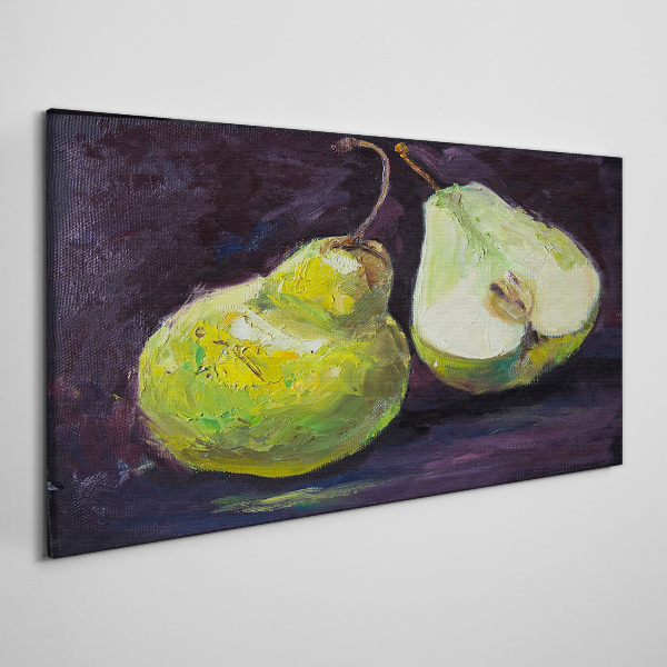 Obraz Canvas Zielone gruszki na ciemnym tle