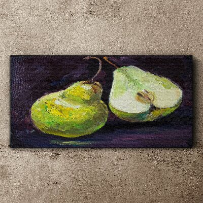 Obraz Canvas Zielone gruszki na ciemnym tle
