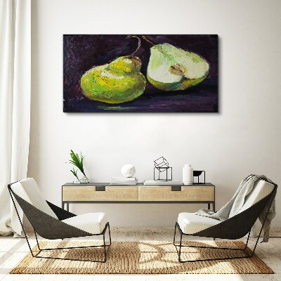 Obraz Canvas Zielone gruszki na ciemnym tle