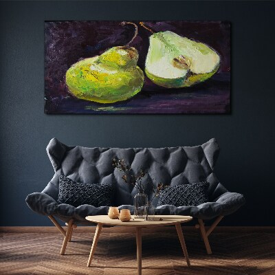 Obraz Canvas Zielone gruszki na ciemnym tle