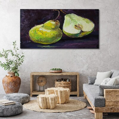 Obraz Canvas Zielone gruszki na ciemnym tle