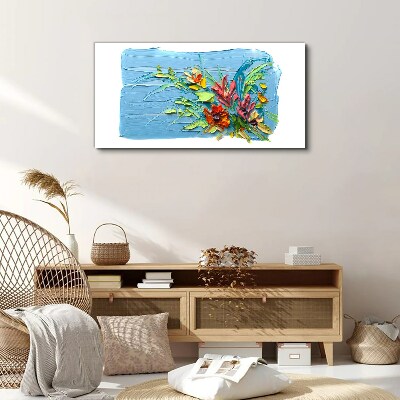 Obraz Canvas Kwiaty na niebieskim tle