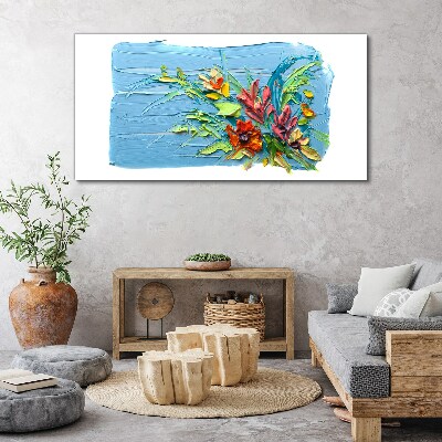 Obraz Canvas Kwiaty na niebieskim tle