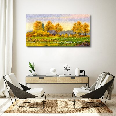 Obraz Canvas Złota jesień w wiejskim krajobrazie