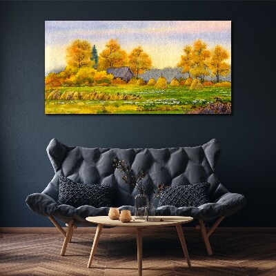 Obraz Canvas Malarstwo jesień wieś